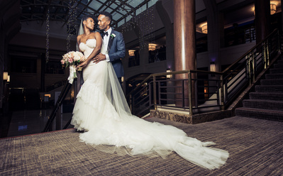 A bride and groom wedding picture in Washington DC