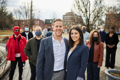 Maryland State Delegate Mark Edelson posing with wife during a political photo shoot.