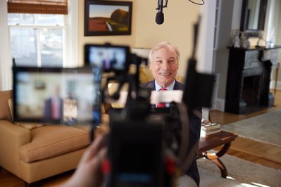 Candidate for Governor Peter Franchot sitting down for political video interview.