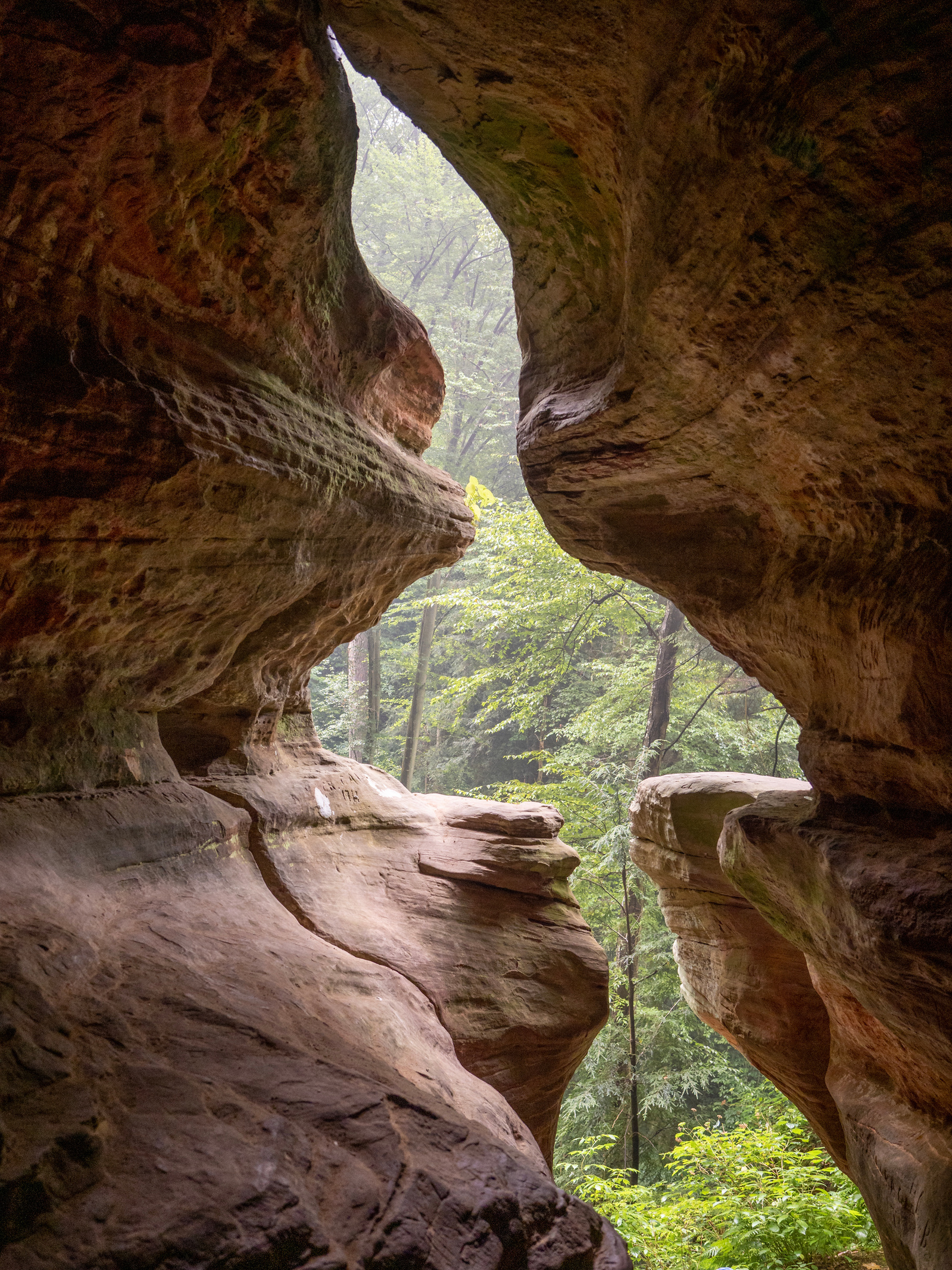 Rock House window view, Hocking Hills, Ohio.
