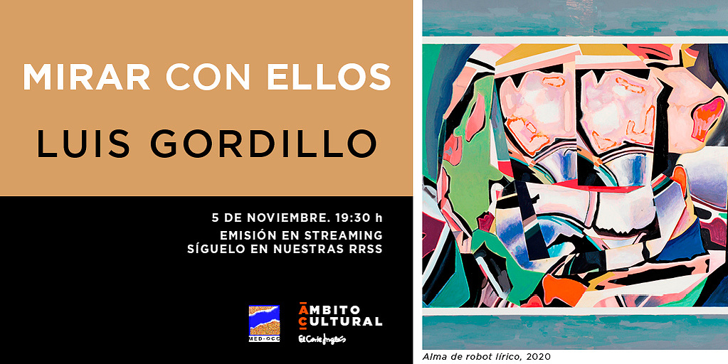 Cartel de la conversación "Mirar con ellos" con Luis Gordillo