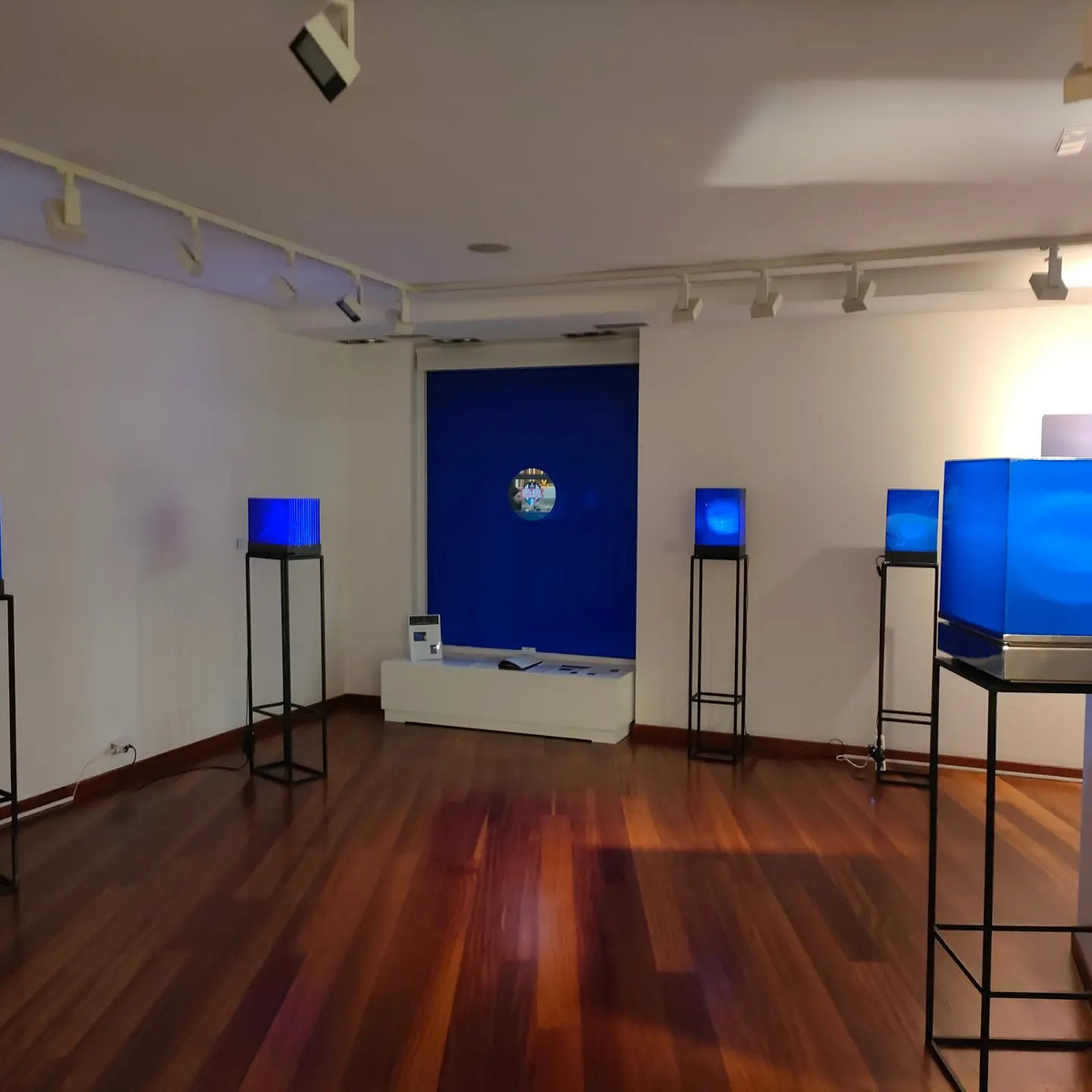 Exposición "Cajas luminosas" de Diego Moya, comisariada por Zara Fernández de Moya, en la Galería Aurora Vigil-Escalera (Gijón)