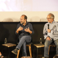 Acto en la Academia de Cine sobre la exposición La Acera, de Asghar Farhadi, comisariada por Zara Fernández de Moya. Fotografía @ Serafín Palazón