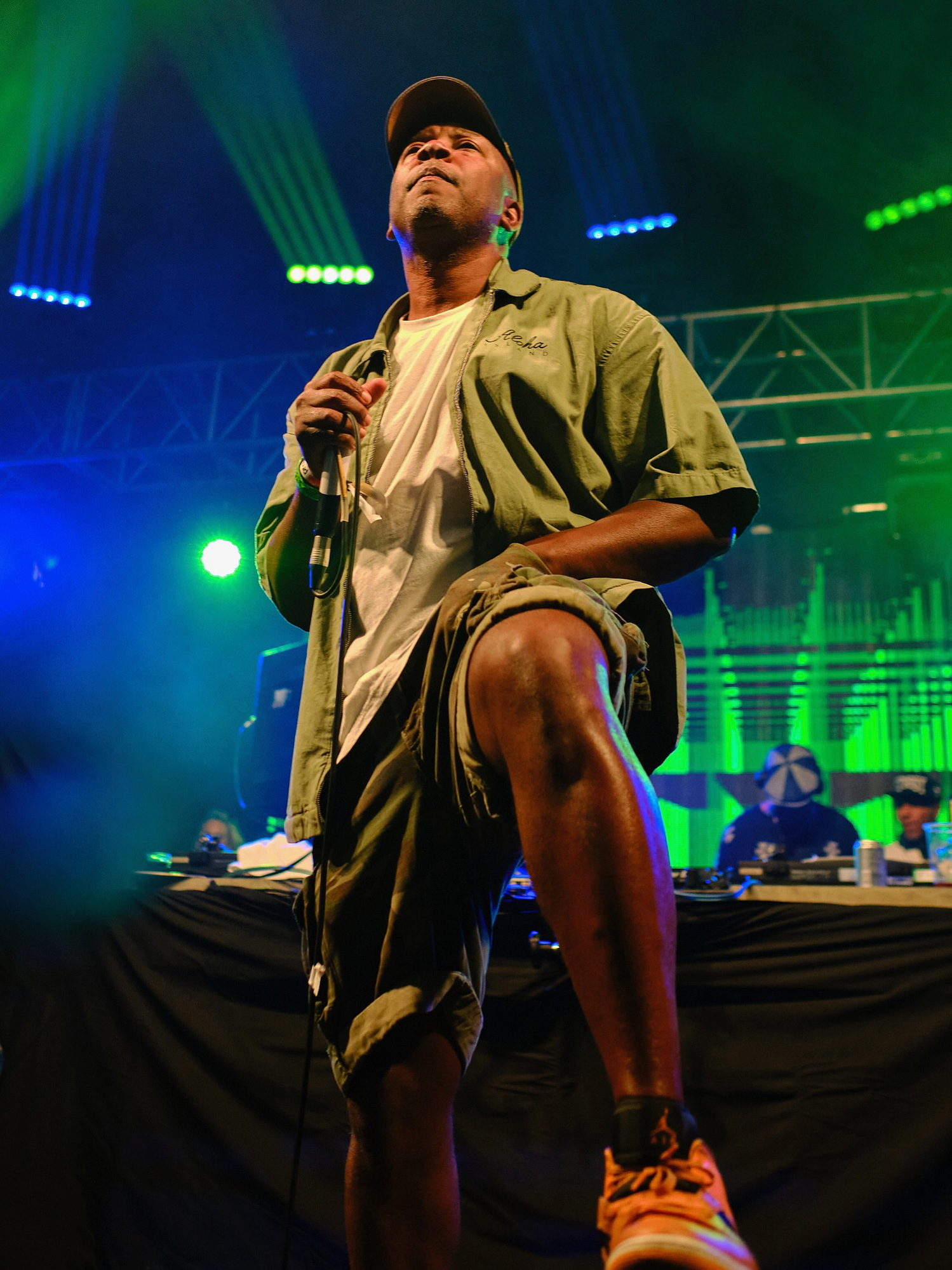 An MC performing on stage at project 6 festival