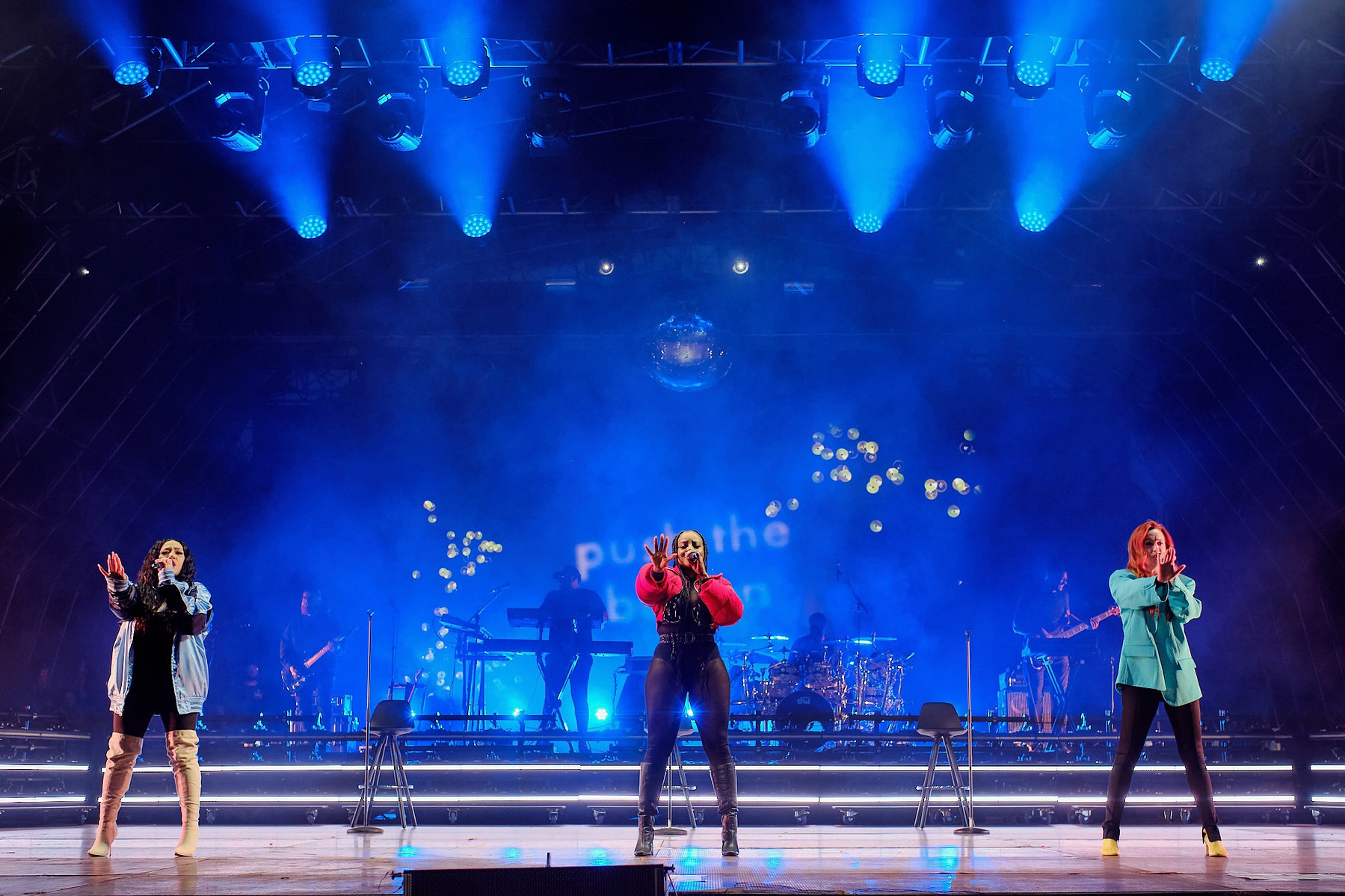Sugababes Mutya Buena, Keisha Buchanan and Siobhán Donaghy perform their reunion tour on the main stage at Mighty Hoopla