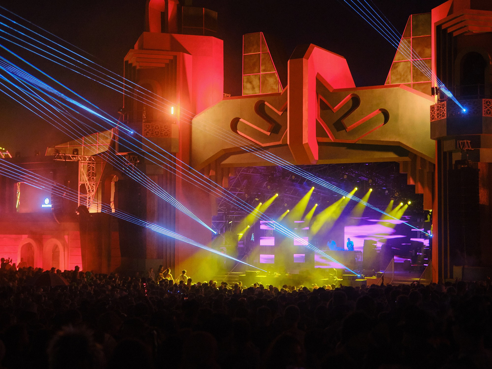 a huge festival stage at boomtown festival