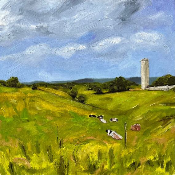 Meyer Farm I, 2023, oil on board, 8 x 8 inches