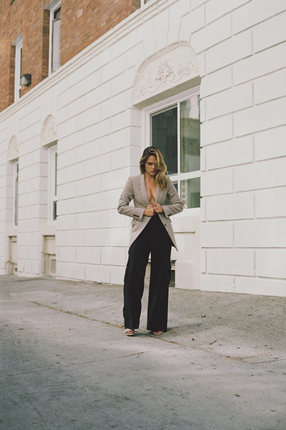 Suits Editorial with Kassidy Ramirez shot in 35mm film by gara in Los Angeles