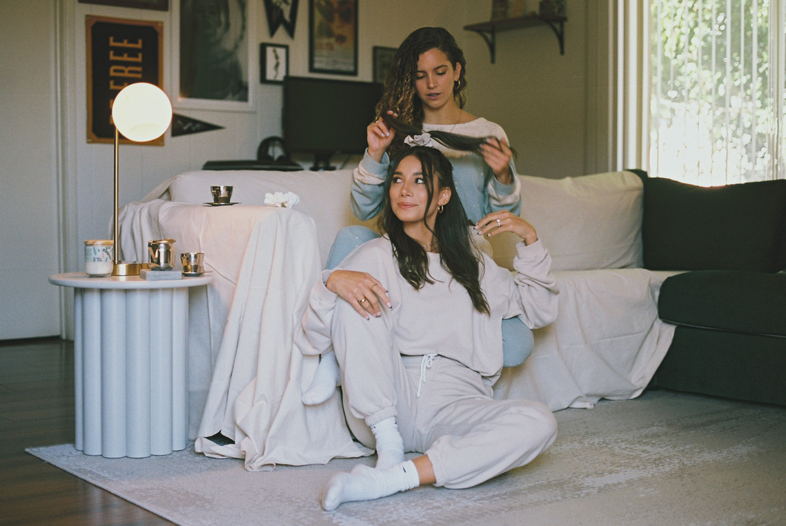 Lya and Gaby for Alkeme Gold campaign Fall 2020 shot on 35mm film by gara