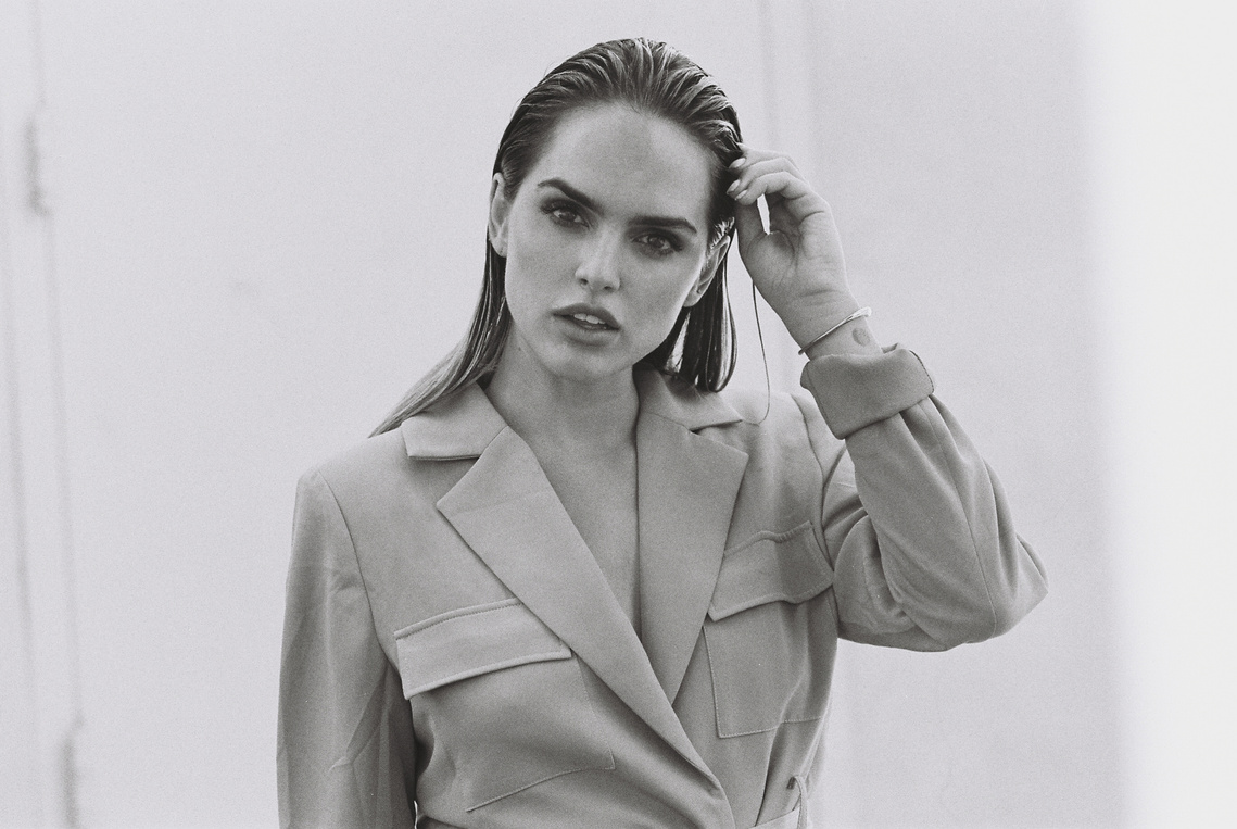 Suits Editorial with Kassidy Ramirez shot in 35mm film by gara in Los Angeles