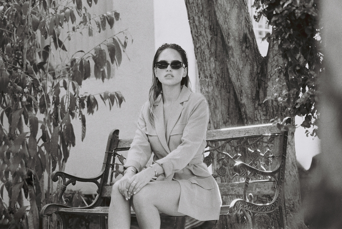 Suits Editorial with Kassidy Ramirez shot in 35mm film by gara in Los Angeles