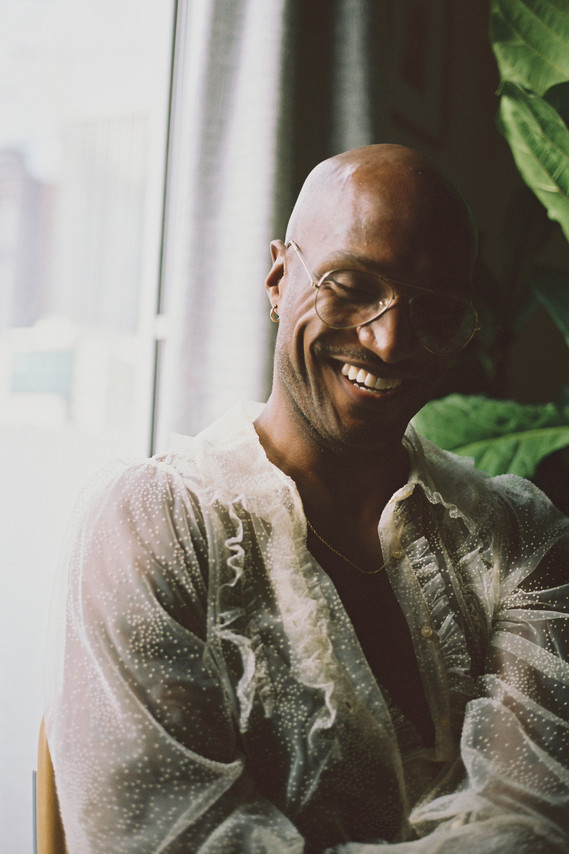Man wearing woman's clothes with Jame Lorenzo shot in 35mm film by gara in los angeles