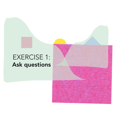 A collage of different coloured shaped with text overlayed saying 
