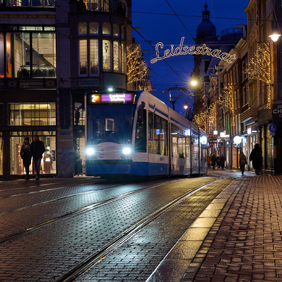 Train at night in Amsterdam
