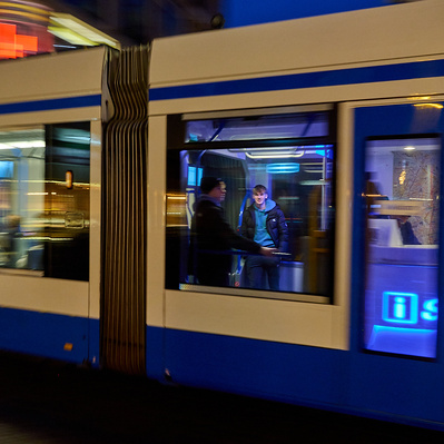 Single rider on train in Amsterdam
