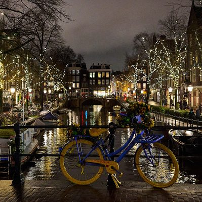Amsterdam canal with bike