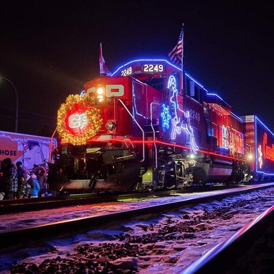 The CN Christmas train stopped in Winnipeg Manitoba.