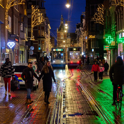 Amsterdam train at night 