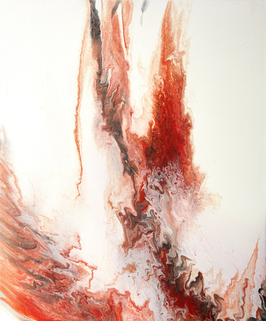 Acrylic pour painting in reds and browns