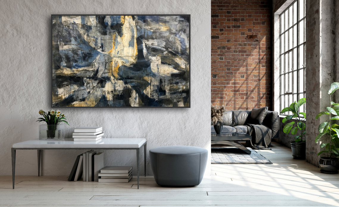 Contemporary abstract art in a loft setting