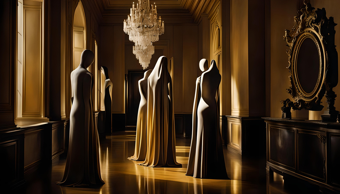 Surrealist art of mannequins living human lives