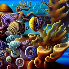 colorful undersea painting with coral