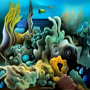 colorful undersea painting with coral