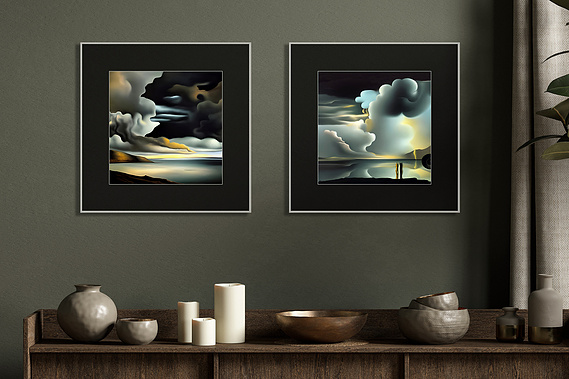 framed impressionist landscape art on wall