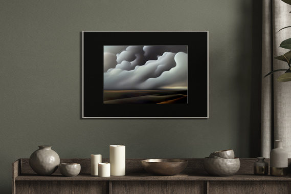 framed impressionist landscape art on wall