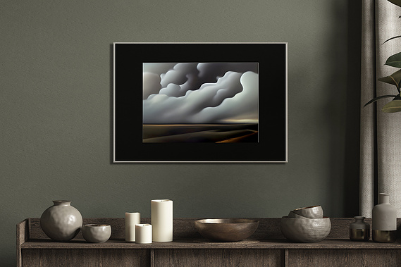 framed impressionist landscape art on wall