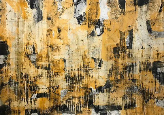 yellow colored contemporary abstract painting