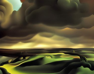 Land Dreams is an expressionistic modern art painting by Cam Villar