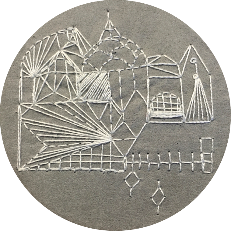 channeling Prague
embroidery floss on paper napkin, 3