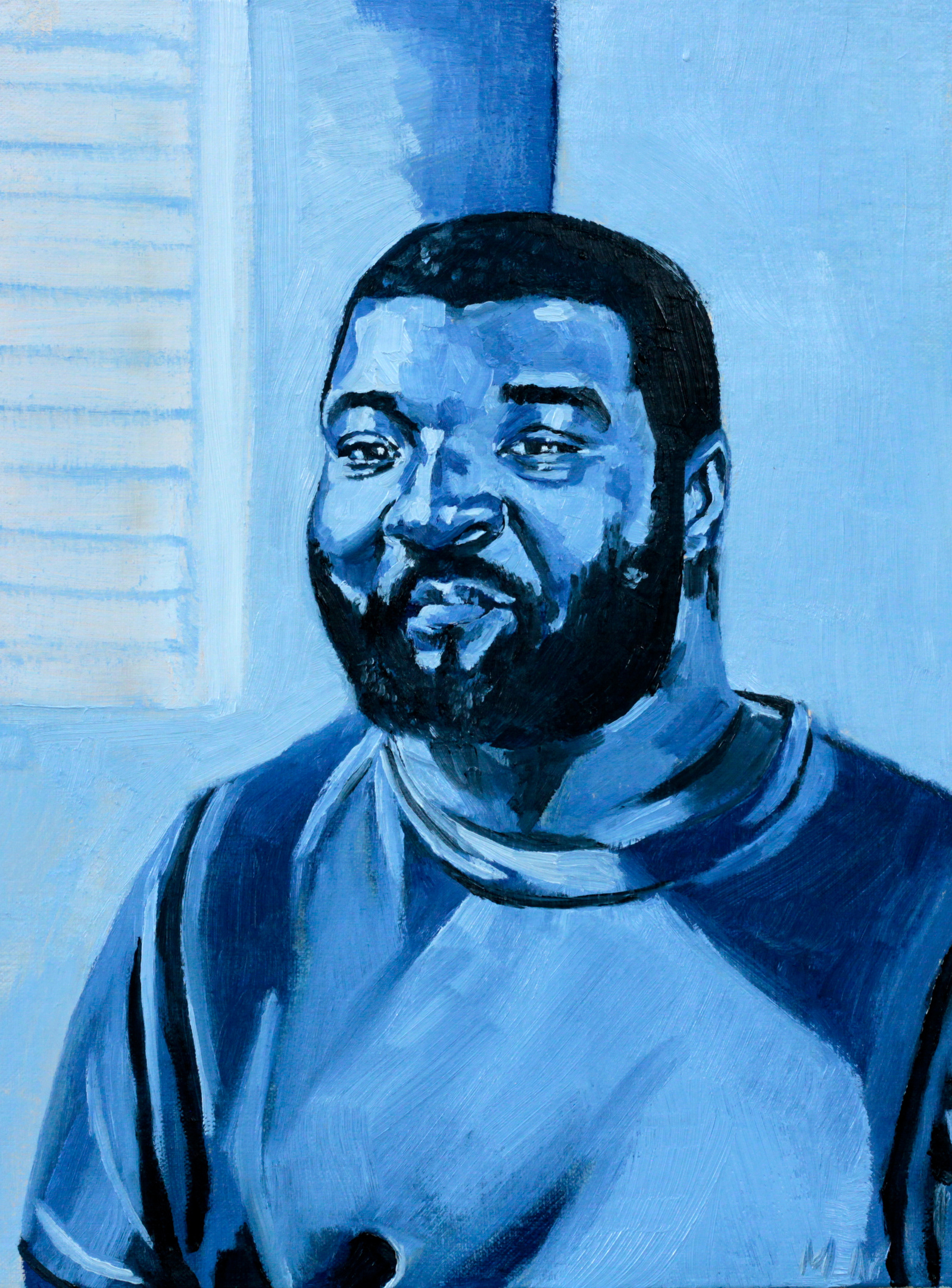 black man in color study of blue