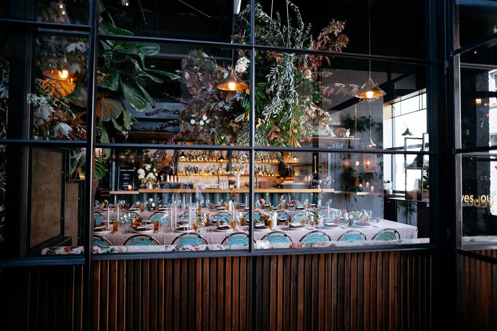 Melbourne Wedding reception venue photographed through a window.