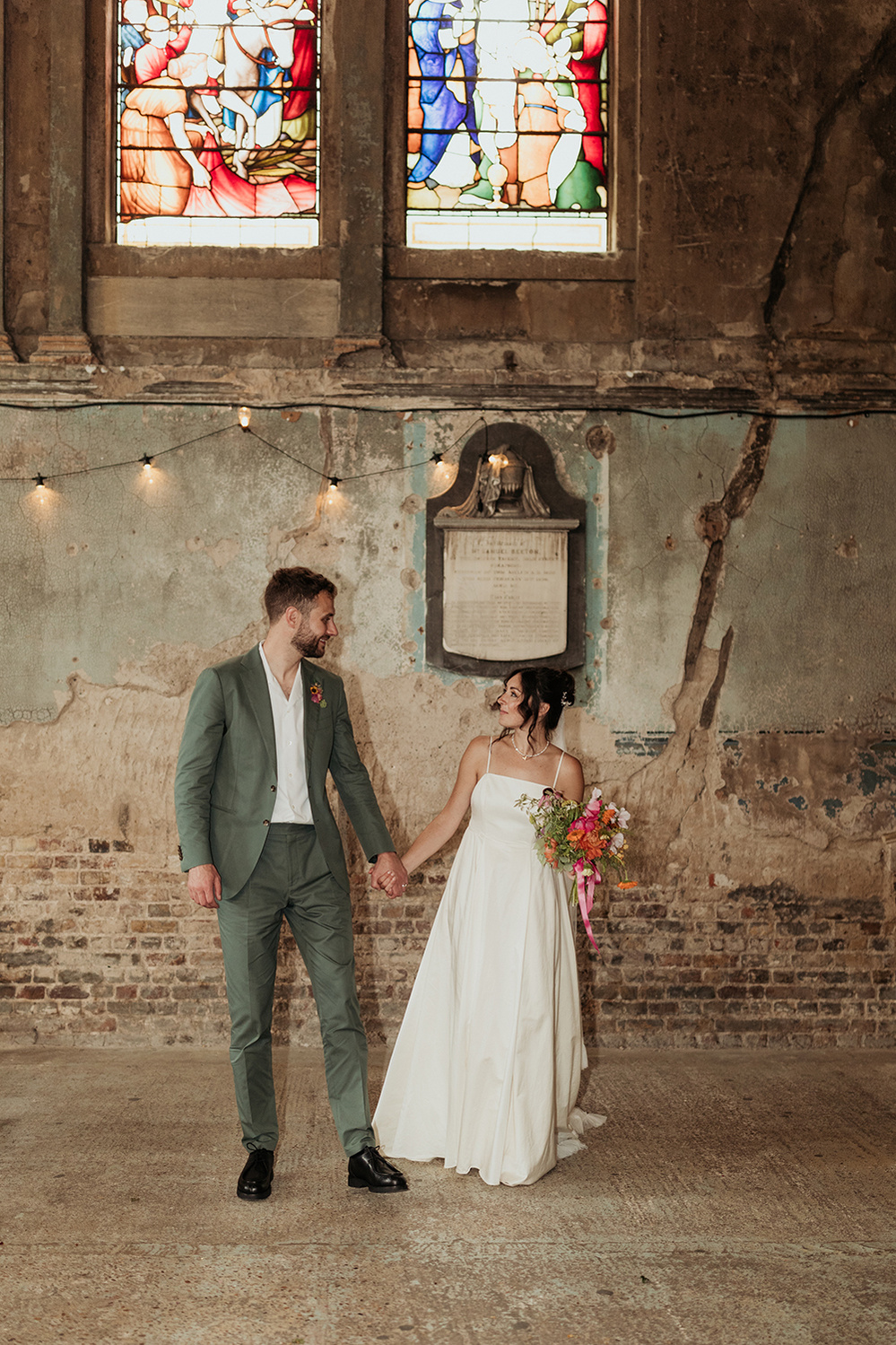bride and groom in the Asylum Chapel