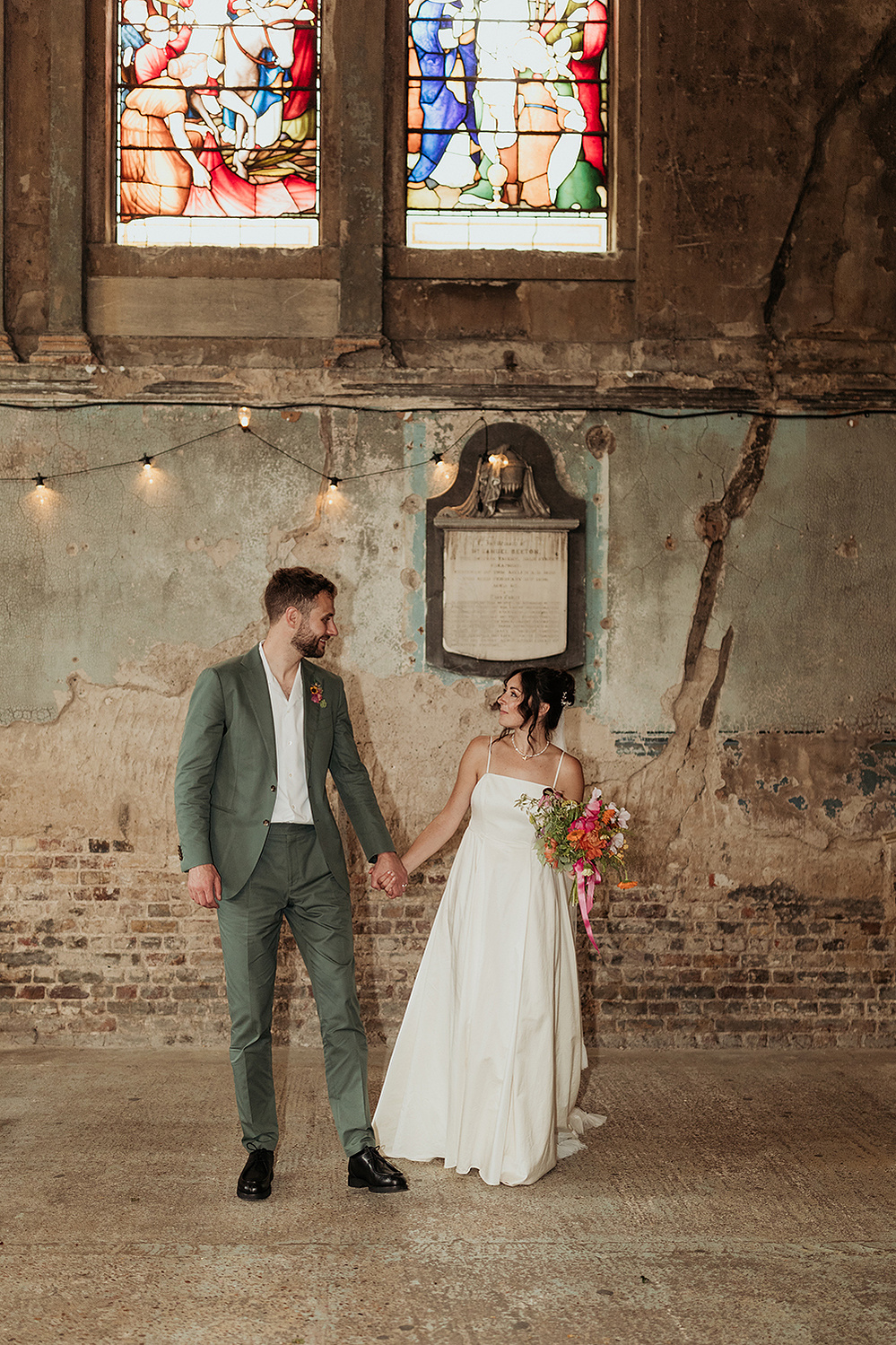 bride and groom in the Asylum Chapel