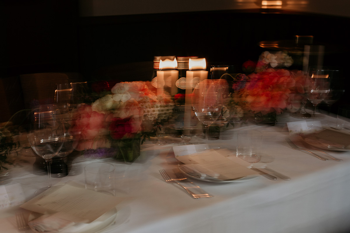 Wedding Dinner Table at The Italian Greyhound in London, UK