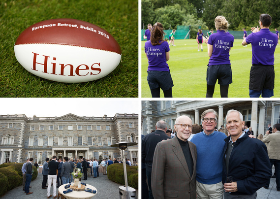 Collage of branded images from Hines Europe European retreat corporate event in Dublin. Networking event at Powerscourt House, Professional photography services