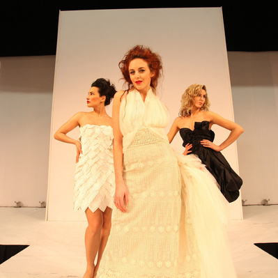 Models on the catwalk at a Live Wedding Fair event in the RDS Dublin taken by professional corporate event photographer Bryan Brophy EVENTIMAGE