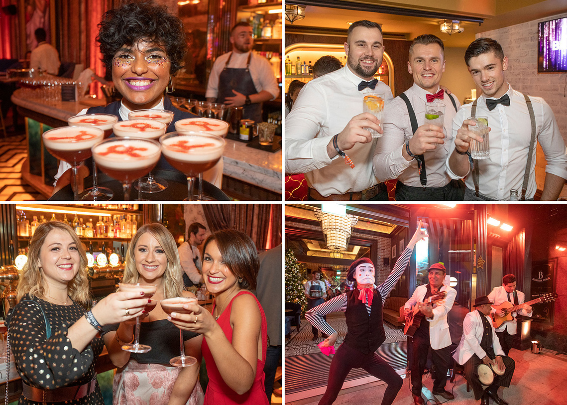 Hubspot Social Event Employee Christmas party in Cafe en Seine in Dublin collage of social images from the event professional corporate photographer