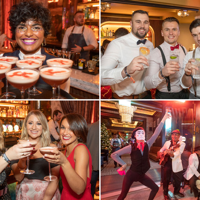 A collage of party images from a Hubspot corporate social event in Cafe en Seine in Dublin taken by a  professional live event photographer www.eventimage.ie