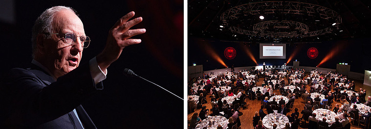 Male speaker on stage addressing the audience at an International Conference in the round room in The Mansion House Dublin. Professional event photography services 