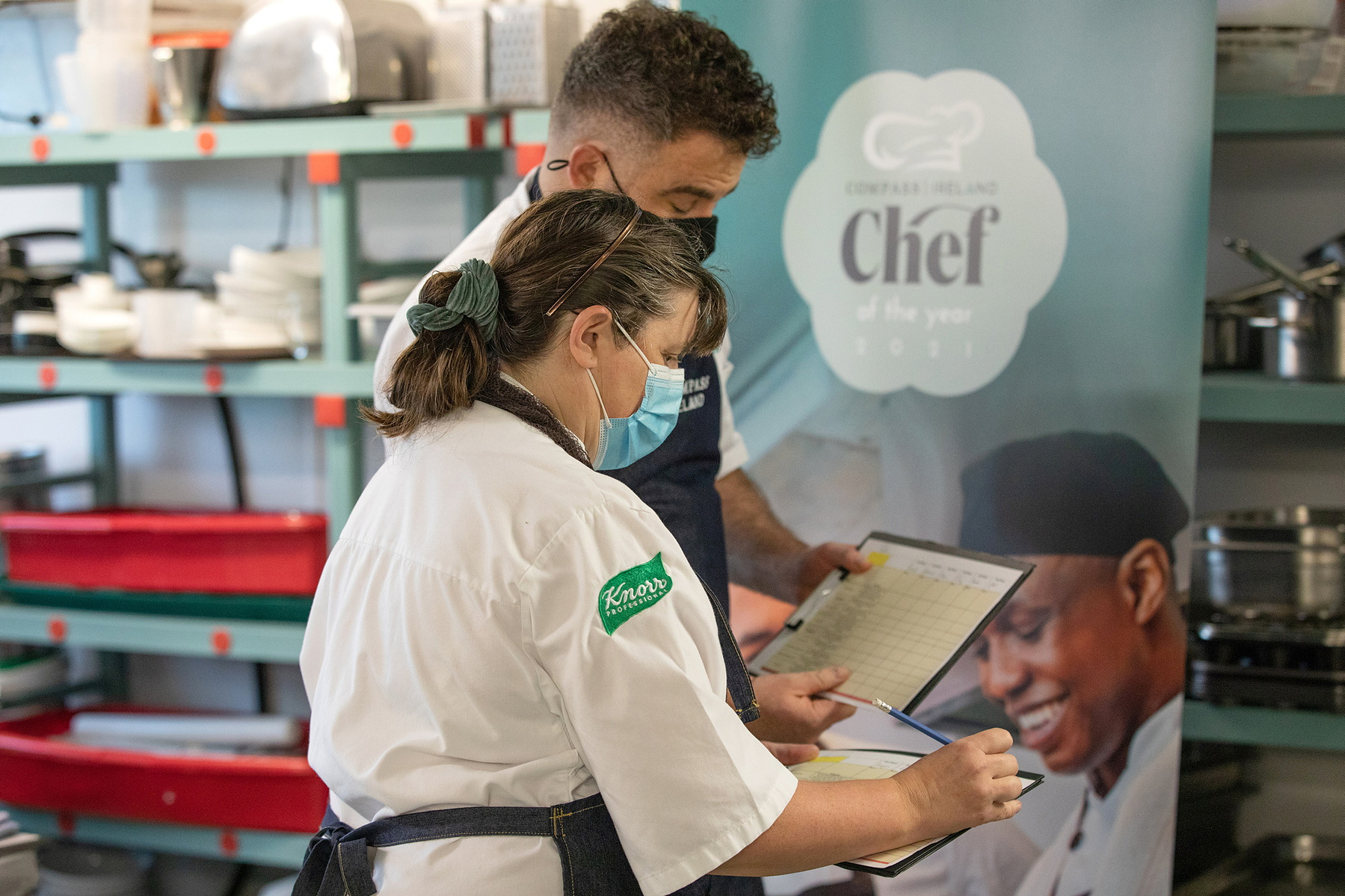 Two chefs at work Compass Ireland - Chef of the Year Event 2021 Live event awards photographer Dublin 