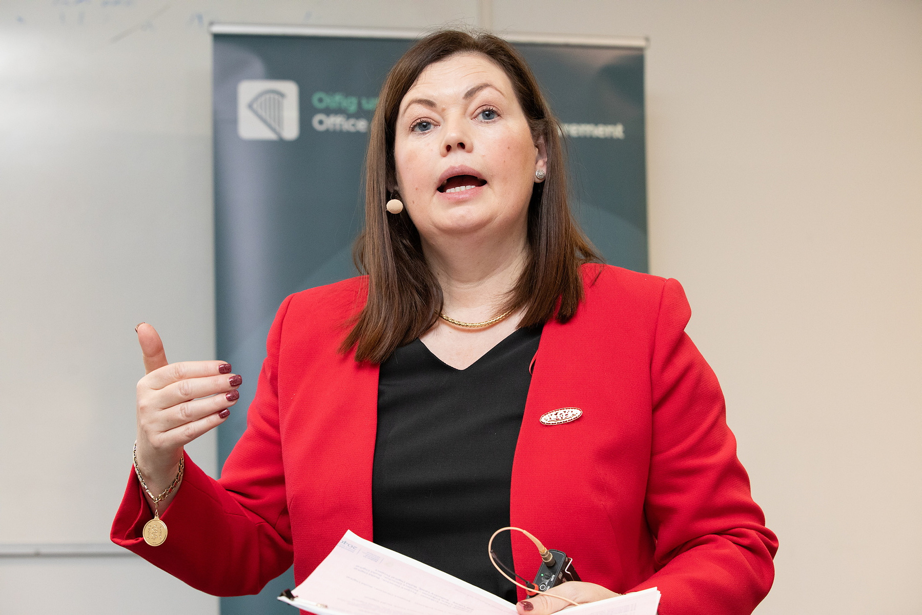 Female speaker addressing audience at CWMF BIM Mandate Conference 2023. Conference & event photographer Dublin www.eventimage.ie