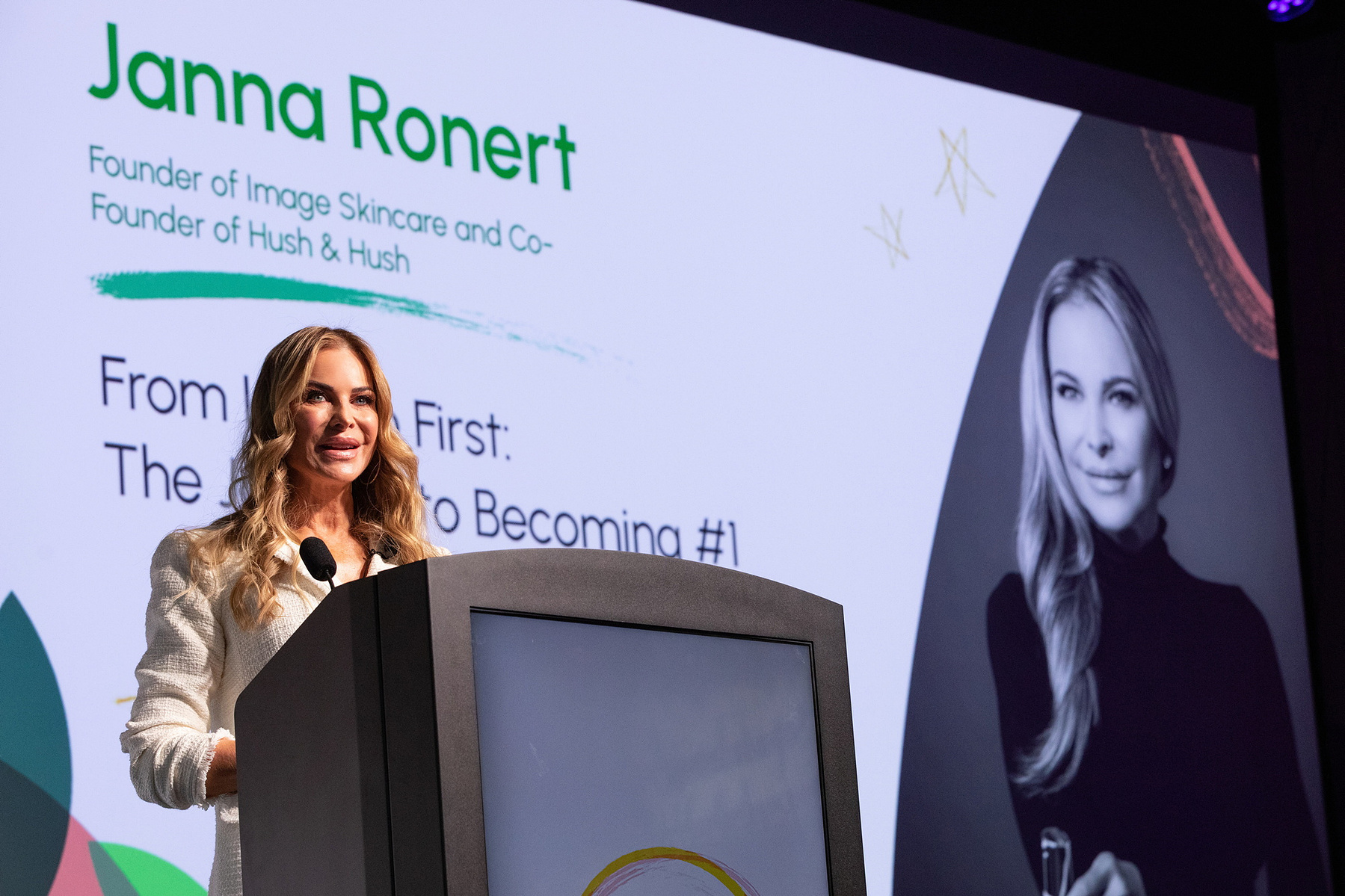 Live event photography Dubin, speaker on stage at Salon Owners Summit 2023 in Dublin Royal Convention Centre