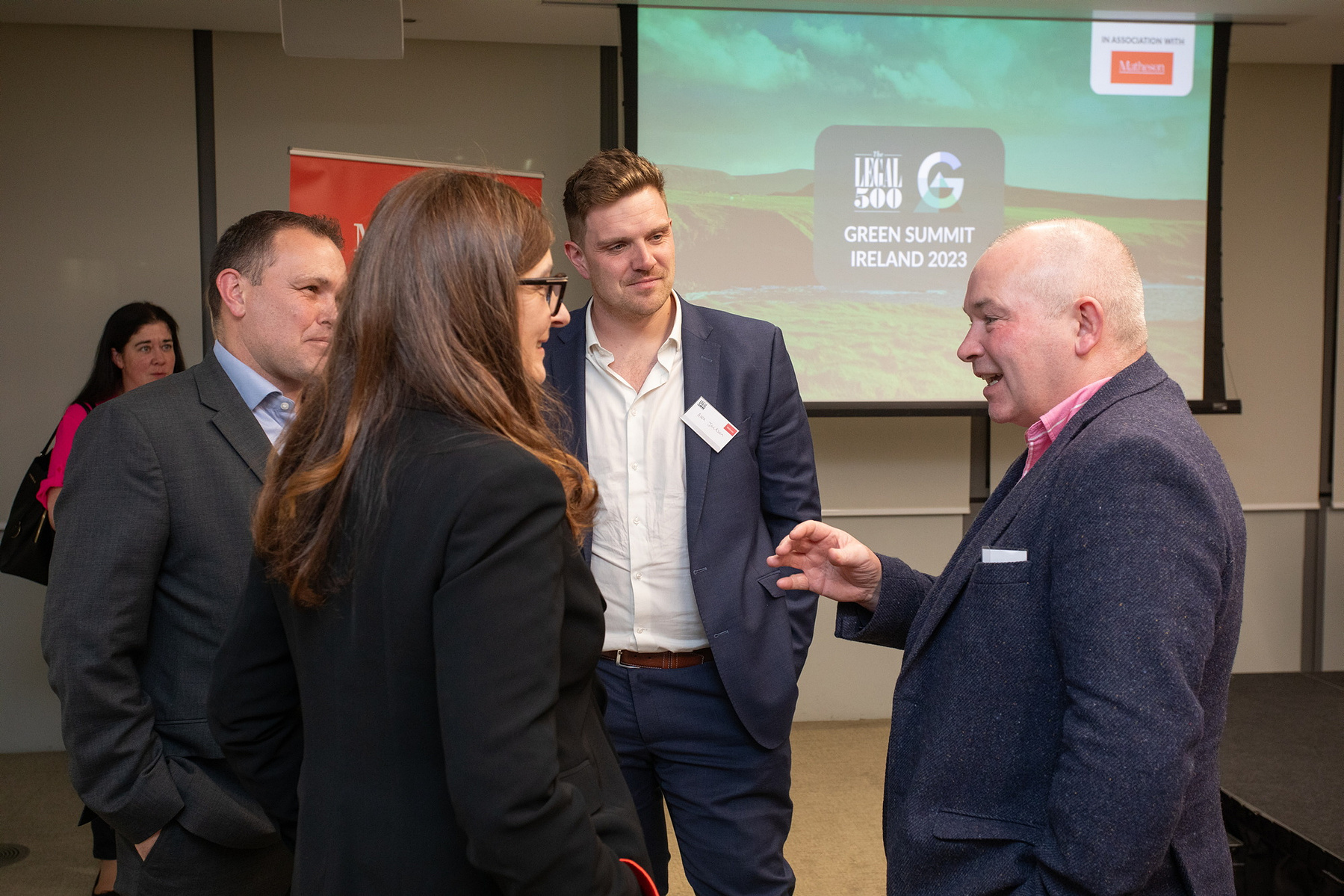 Event photo of attendees networking at The Legal 500, Green Summit Ireland 2023 at Matheson LLP Dublin. Corporate event photography www.eventimage.ie