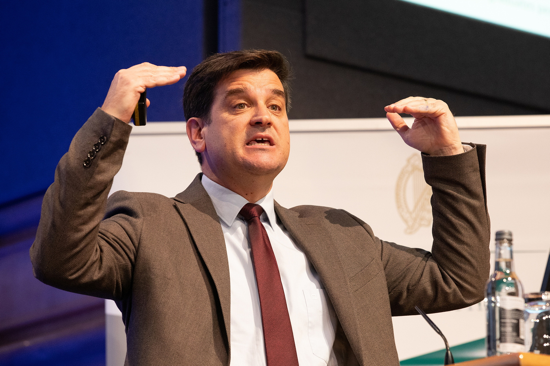 Conference event photo of a male speaker at The Health and Social Care Conference in Dublin Castle.  Corporate Event Photographer Dublin 