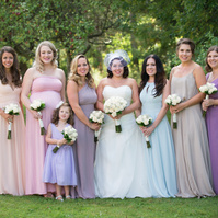 Spring wedding - bridal party in coordinating pastels. Rochester NY