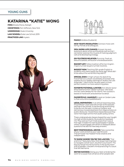 Business North Carolina - Legal Elite Lawyers
- Asian woman lawyer, white background with nice suit graduate from NC State